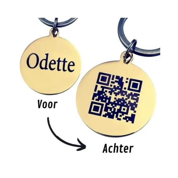 Honden penning QR code adres naam huisdier naam naamhuisdier goud