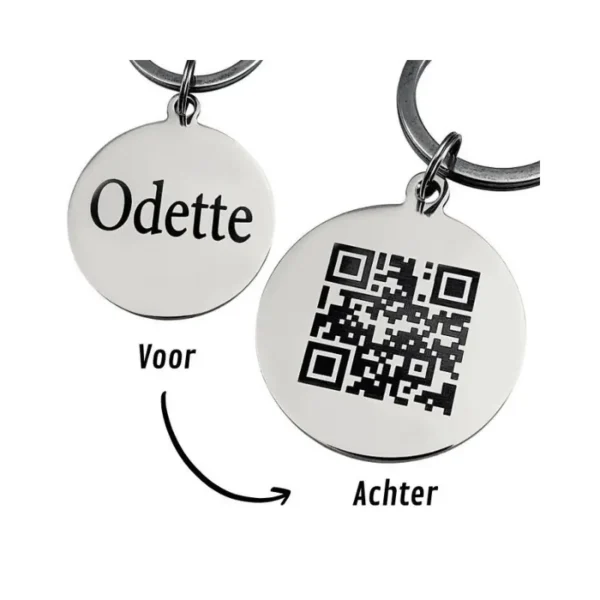 Honden penning QR code adres naam huisdier naam naamhuisdier zilver