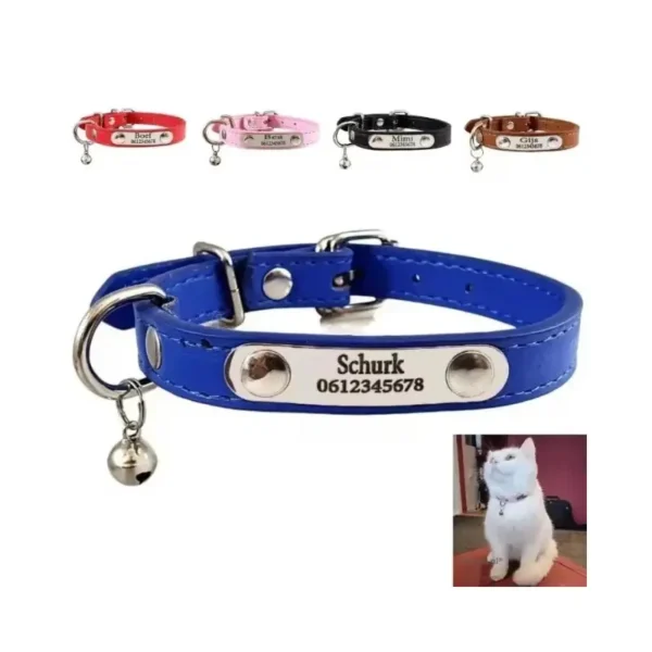 Halsband kat met naam en belletje - Halsband kitten en kat met naam en telefoonnummer