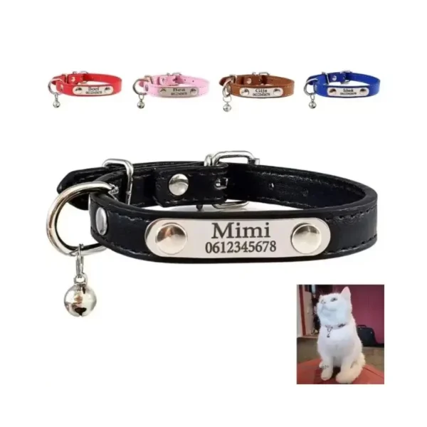 Halsband kat met naam en belletje - Halsband kitten en kat met naam en telefoonnummer