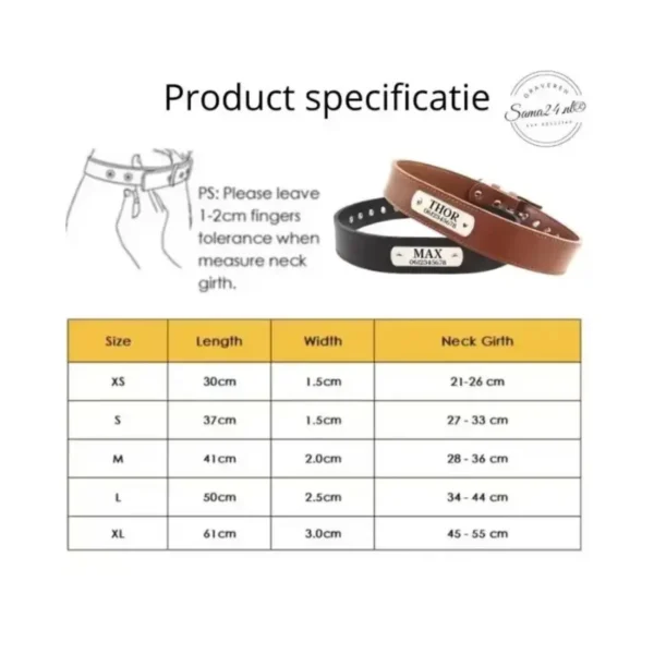 Honden halsband specificatie
